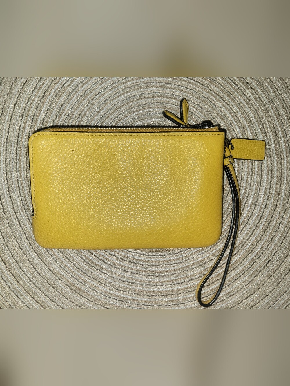 Coach Yellow Pebbled Leather Double Zip Wristlet Clutch - Picture 3 of 6